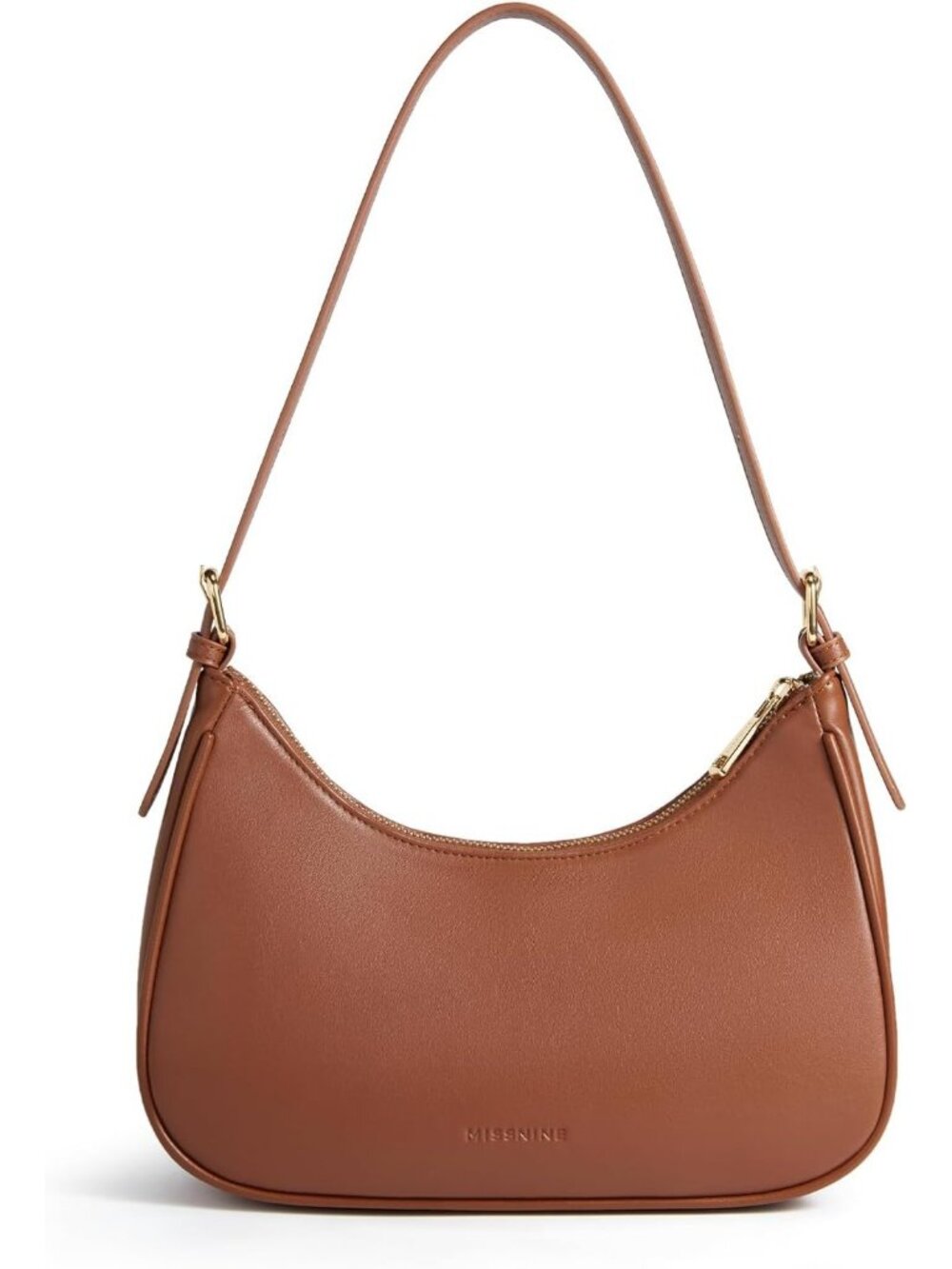 Women's Brown Vegan Leather Small Hobo Underarm Clutch Purse Shoulder Bag